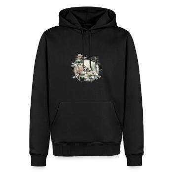 Winterlandschaft japanischer Stil - Männer Premium Bio Hoodie - Schwarz - Vorne - Nico (187cm)