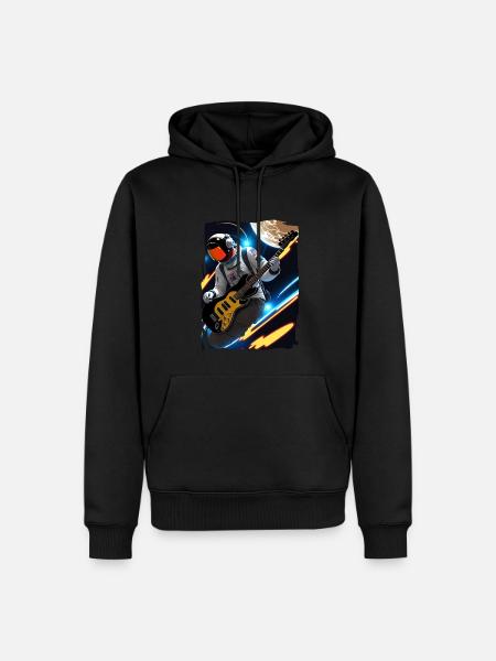 Astronaut plays guitar in space - Men’s Premium Organic Hoodie - black