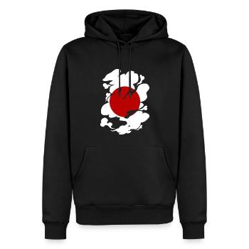 Drapeau du Japon utilisé Look Nihon Drapeau japonais - Sweat à capuche Premium bio Homme - noir - Devant - Nico (187cm)