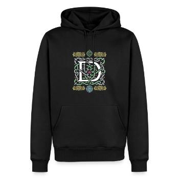 D - Männer Premium Bio Hoodie - Schwarz - Vorne - Nico (187cm)