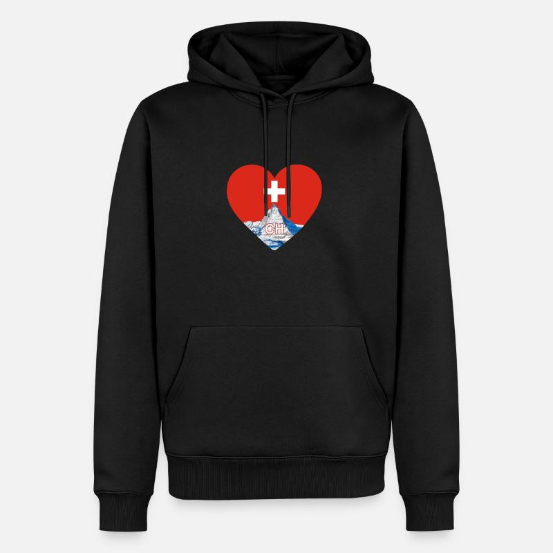 Cœur de Cervin - Sweat à capuche Premium bio Homme - noir