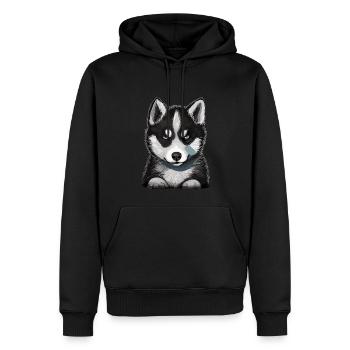 Husky Puppy Dog Baby Sled Dog - Sweat à capuche Premium bio Homme - noir - Devant - Nico (187cm)