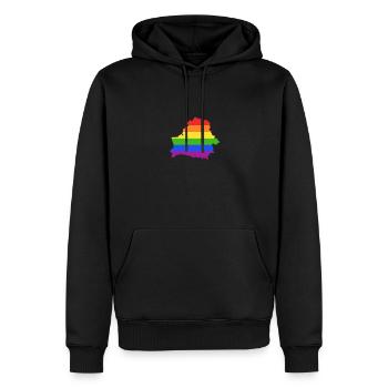 Belarus Regenbogenflagge für LGTBQ-Belarusianer - Männer Premium Bio Hoodie - Schwarz - Vorne - Nico (187cm)