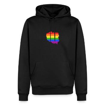 Polen Regenbogenflagge für stolze LGTBQ-Polen - Männer Premium Bio Hoodie - Schwarz - Vorne - Nico (187cm)