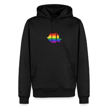 Rumänien Regenbogenflagge für stolze LGTBQ Rumänen - Männer Premium Bio Hoodie - Schwarz - Vorne - Nico (187cm)