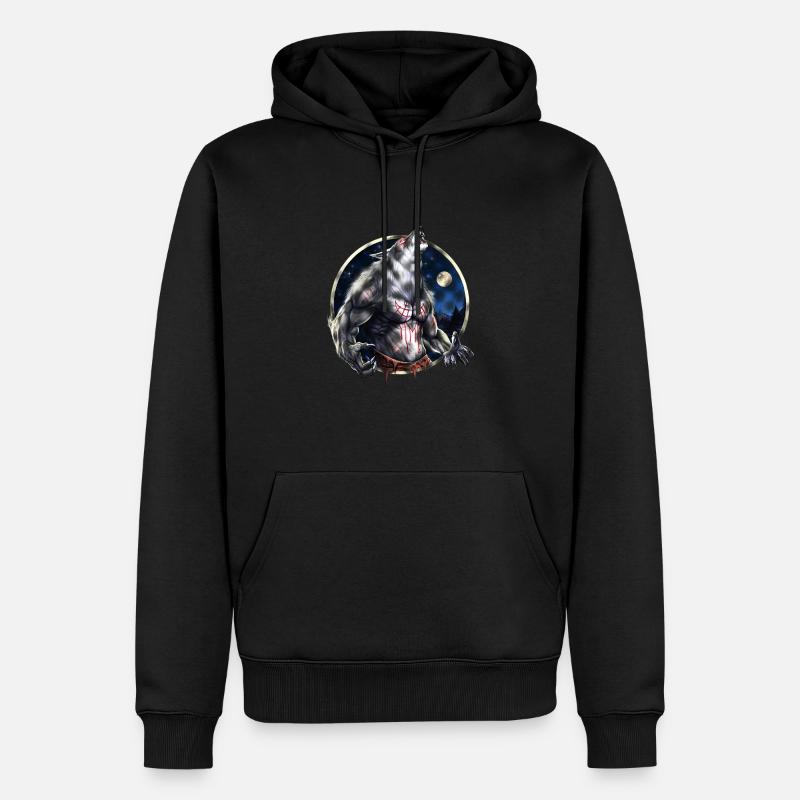 Heulender Werwolf - Männer Premium Bio Hoodie - Schwarz