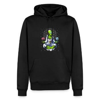 Méditation extraterrestre - Sweat à capuche Premium bio Homme - noir - Devant - Nico (187cm)