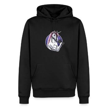 Unicorn Gym Fitness - Männer Premium Bio Hoodie - Schwarz - Vorne - Nico (187cm)