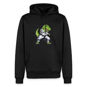 T-Rex Dinosaurier Karate - Männer Premium Bio Hoodie - Schwarz - Vorne - Nico (187cm)