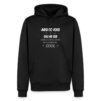 ardechois et ouvrier ardechois plus cool - Sweat à capuche Premium bio Homme - noir - Devant - Nico (187cm)