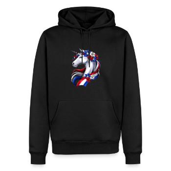 Licorne de Porto Rico - Sweat à capuche Premium bio Homme - noir - Devant - Nico (187cm)