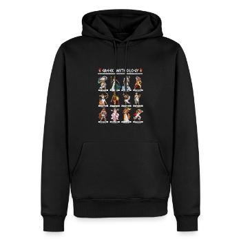 Dieux de la mythologie grecque - Sweat à capuche Premium bio Homme - noir - Devant - Nico (187cm)