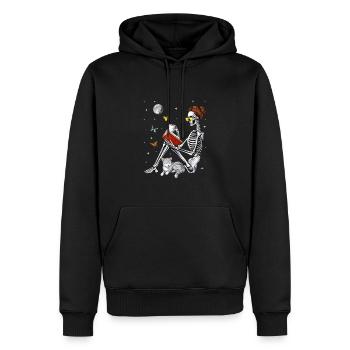 Skelett-Lesebuch - Männer Premium Bio Hoodie - Schwarz - Vorne - Nico (187cm)
