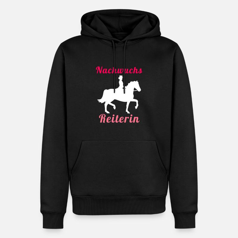 cavalier, cheval, jeune cavalier, illustration - Sweat à capuche Premium bio Homme - noir