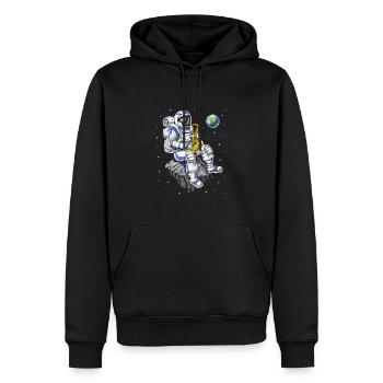 Astronaut Saxophon Spieler - Männer Premium Bio Hoodie - Schwarz - Vorne - Nico (187cm)