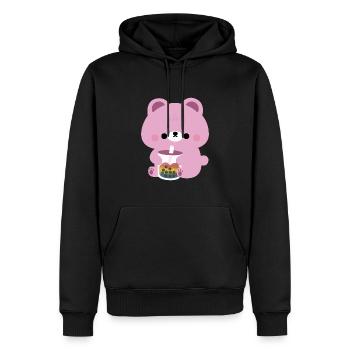Pink Boba Bear - Men’s Premium Organic Hoodie - black - Front - Nico (187cm)