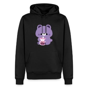 Ours boba violet - Sweat à capuche Premium bio Homme - noir - Devant - Nico (187cm)