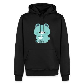 Turquoise Boba Bear - Men’s Premium Organic Hoodie - black - Front - Nico (187cm)