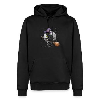 Katze Hexe Reitbesen - Männer Premium Bio Hoodie - Schwarz - Vorne - Nico (187cm)