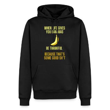 When life gives you bananas lustiger Spruch - Männer Premium Bio Hoodie - Schwarz - Vorne - Nico (187cm)