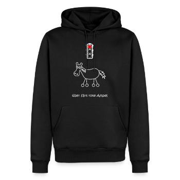 über färt rote Ampel, Autofahrer, Raser, Pferd - Männer Premium Bio Hoodie - Schwarz - Vorne - Nico (187cm)