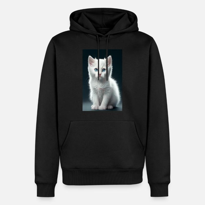Weißes Kätzchen - Männer Premium Bio Hoodie - Schwarz