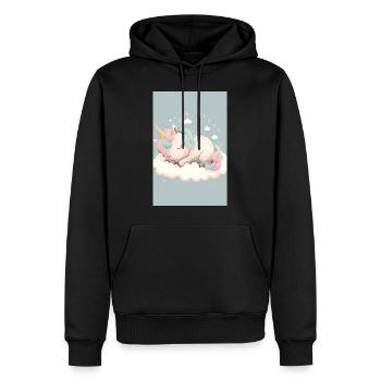Bébé licorne - Sweat à capuche Premium bio Homme - noir - Devant - Nico (187cm)