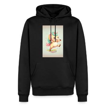 Bébé licorne heureux - Sweat à capuche Premium bio Homme - noir - Devant - Nico (187cm)