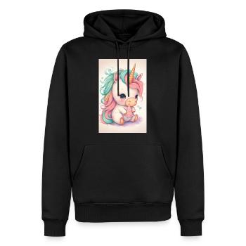 Bébé licorne - Sweat à capuche Premium bio Homme - noir - Devant - Nico (187cm)