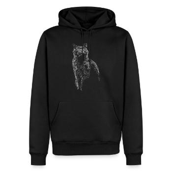 Dessin de ligne de chat - Sweat à capuche Premium bio Homme - noir - Devant - Nico (187cm)