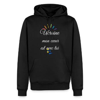 Ukraine mon coeur est avec toi - Sweat à capuche Premium bio Homme - noir - Devant - Nico (187cm)