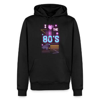 Leuchtfarben Cool Nostalgie Party - Männer Premium Bio Hoodie - Schwarz - Vorne - Nico (187cm)