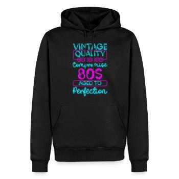Leuchtfarben Cool Nostalgie - Männer Premium Bio Hoodie - Schwarz - Vorne - Nico (187cm)