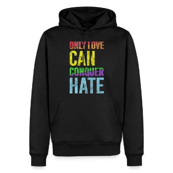 Coeur Romance Cœurs Famille - Sweat à capuche Premium bio Homme - noir - Devant - Nico (187cm)