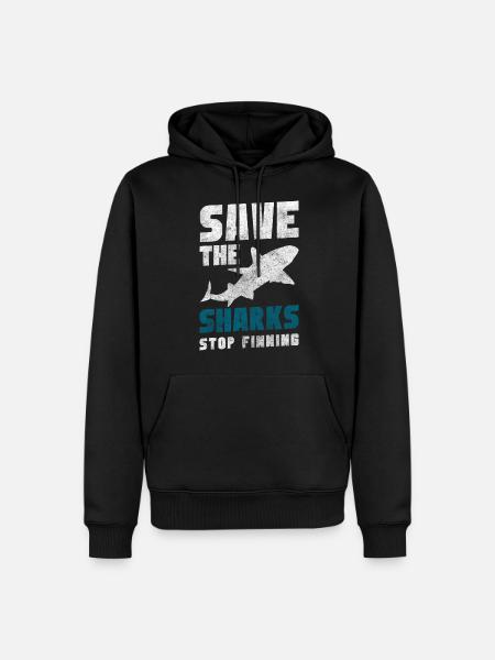 Weißer Hai Flosse Taucher Wasser - Männer Premium Bio Hoodie - Schwarz