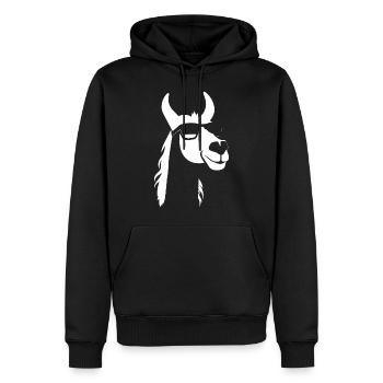 Lustiges Alpaka mit Sonnenbrille Coole Alpakas - Männer Premium Bio Hoodie - Schwarz - Vorne - Nico (187cm)