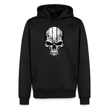 Crâne Noir Blanc Crâne Squelette Gothique - Sweat à capuche Premium bio Homme - noir - Devant - Nico (187cm)