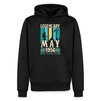 cadeau Anniversaire Mai 1956, Vintage mai 1956. - Sweat à capuche Premium bio Homme - noir - Devant - Nico (187cm)