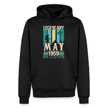 Mai 1959 Jubiläumsgeschenk, Jahrgang Mai 1959. - Männer Premium Bio Hoodie - Schwarz - Vorne - Nico (187cm)