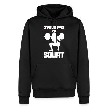 Ich kann nicht in die Hocke gehen - Männer Premium Bio Hoodie - Schwarz - Vorne - Nico (187cm)