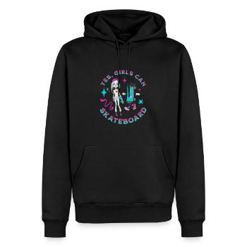 Ja Mädchen können Skateboard Skateboarder Skater Frauen - Männer Premium Bio Hoodie - Schwarz - Vorne - Nico (187cm)
