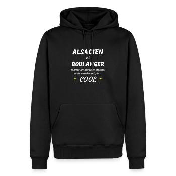 alsacien et boulanger alsacien plus cool - Sweat à capuche Premium bio Homme - noir - Devant - Nico (187cm)