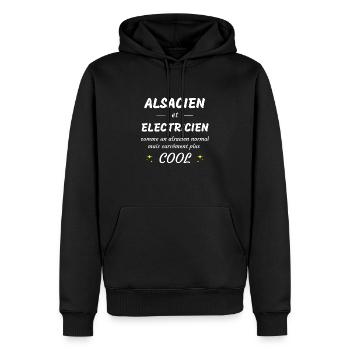 alsacien et electricien alsacien plus cool - Sweat à capuche Premium bio Homme - noir - Devant - Nico (187cm)