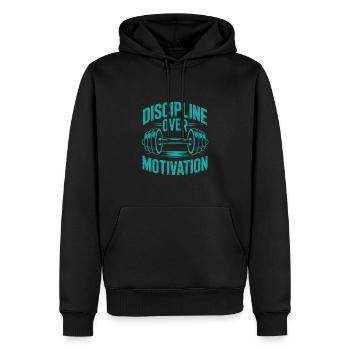 La discipline plutôt que la motivation pour le sportif de fitness - Sweat à capuche Premium bio Homme - noir - Devant - Nico (187cm)