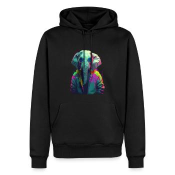 Eléphant Afrique Asie Animal Bébé éléphant Cool - Sweat à capuche Premium bio Homme - noir - Devant - Nico (187cm)
