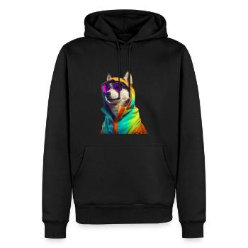 Husky avec lunettes de soleil Coloré Cool Huskies Chien - Sweat à capuche Premium bio Homme - noir - Devant - Nico (187cm)