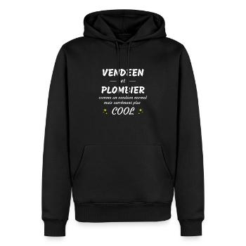 vendéen et plombier vendéen plus cool - Sweat à capuche Premium bio Homme - noir - Devant - Nico (187cm)