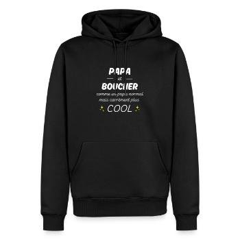 papa et boucher papa plus cool - Sweat à capuche Premium bio Homme - noir - Devant - Nico (187cm)