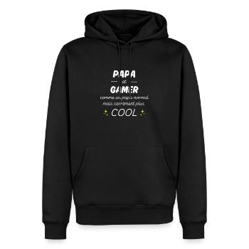 papa et gamer papa plus cool - Sweat à capuche Premium bio Homme - noir - Devant - Nico (187cm)