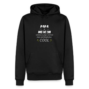 papa et medecin papa plus cool - Sweat à capuche Premium bio Homme - noir - Devant - Nico (187cm)